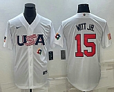 Men's USA Baseball #15 Bobby Witt Jr Number 2023 White World Baseball Classic Replica Stitched Jersey1,baseball caps,new era cap wholesale,wholesale hats